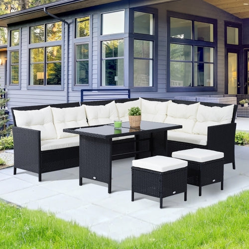 Outsunny 6pcs Garden Rattan Sofa Sets Wicker Furniture Set Outdoor