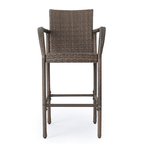 LuneluX_Home – Modern Outdoor Rattan Bar Stool (Brown)
