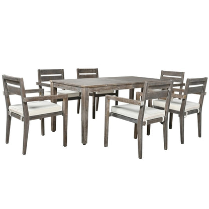 LuneluX_Home - Premium Hardwood Style Outdoor Dining Set Grey