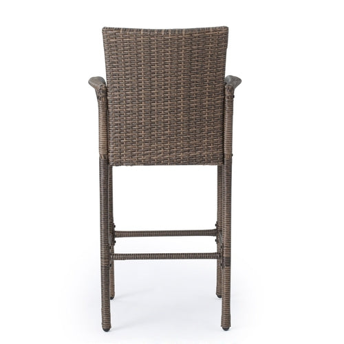 LuneluX_Home – Modern Outdoor Rattan Bar Stool (Brown)