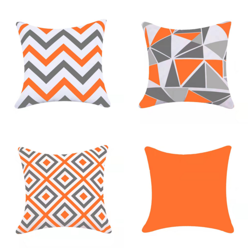 Water Resistant Outdoor Cushion Cover | 45x45cm Orange Garden Décor -