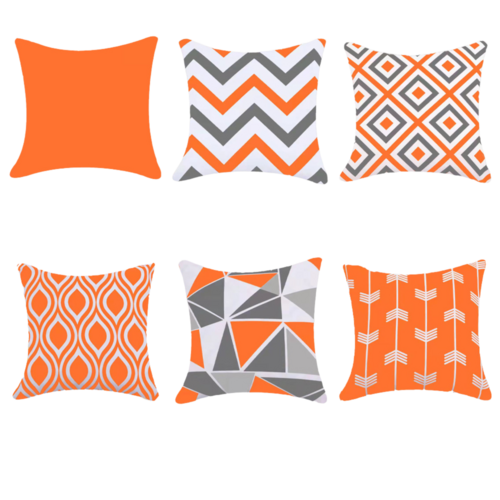 Water Resistant Outdoor Cushion Cover | 45x45cm Orange Garden Décor -