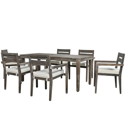 LuneluX_Home - Premium Hardwood Style Outdoor Dining Set Grey