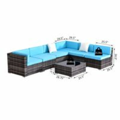 Outsunny 7 Piece Rattan Sofa Set Outdoor Furniture Patio Set