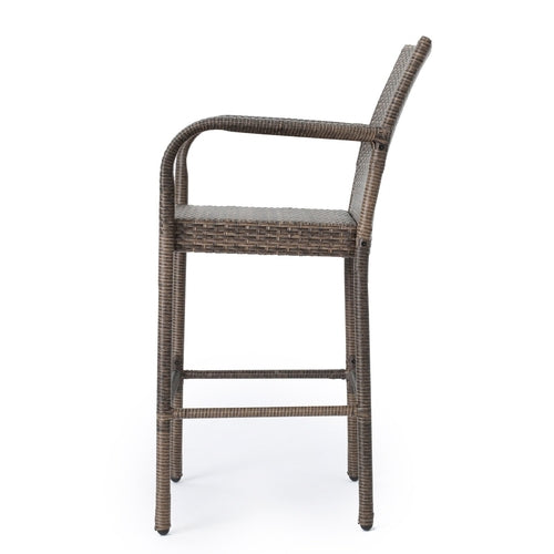 LuneluX_Home – Modern Outdoor Rattan Bar Stool (Brown)