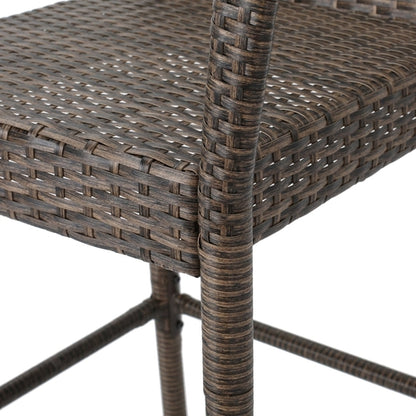 LuneluX_Home – Modern Outdoor Rattan Bar Stool (Brown)