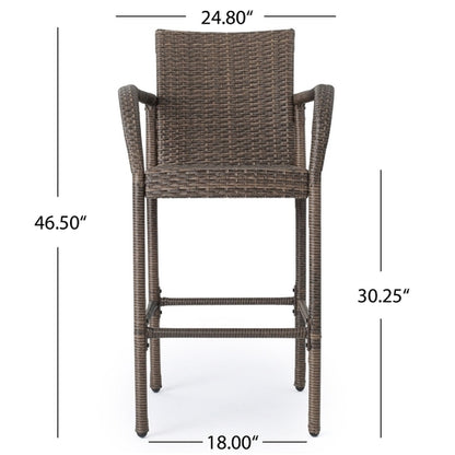 LuneluX_Home – Modern Outdoor Rattan Bar Stool (Brown)