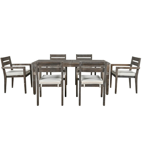 LuneluX_Home - Premium Hardwood Style Outdoor Dining Set Grey