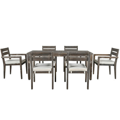 LuneluX_Home - Premium Hardwood Style Outdoor Dining Set Grey